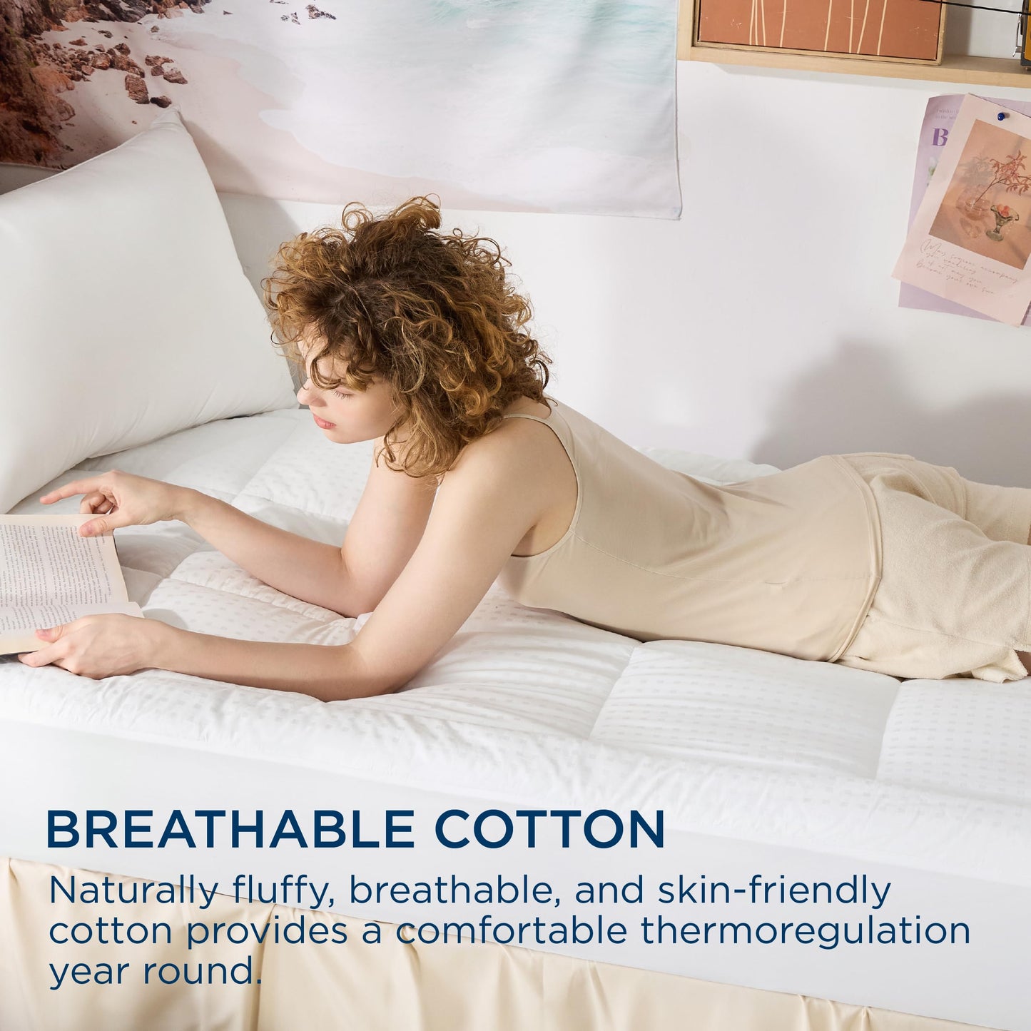 Bedsure Twin XL Mattress Pad /Topper Deep Pocket Fits 8"-21" Mattresses White