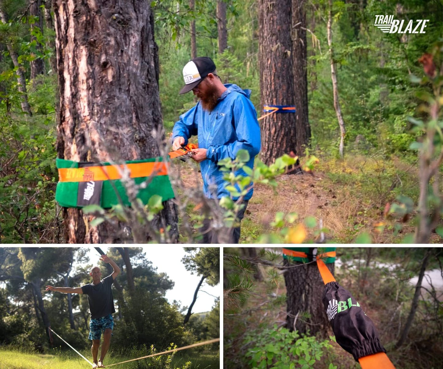 Complete Slackline Kit 60ft - Wider Tree Protectors Slack Lines for Backyard