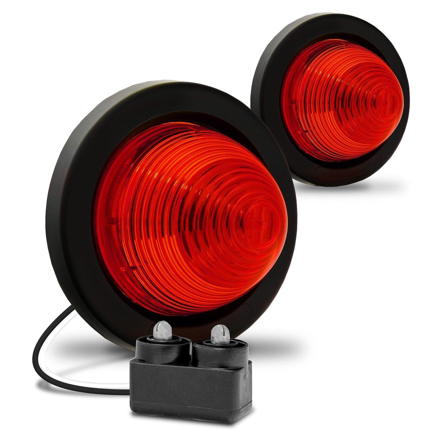 TRUE MODS 2pc, 2 Inch Round Red Beehive LED Boat Trailer Marker Light