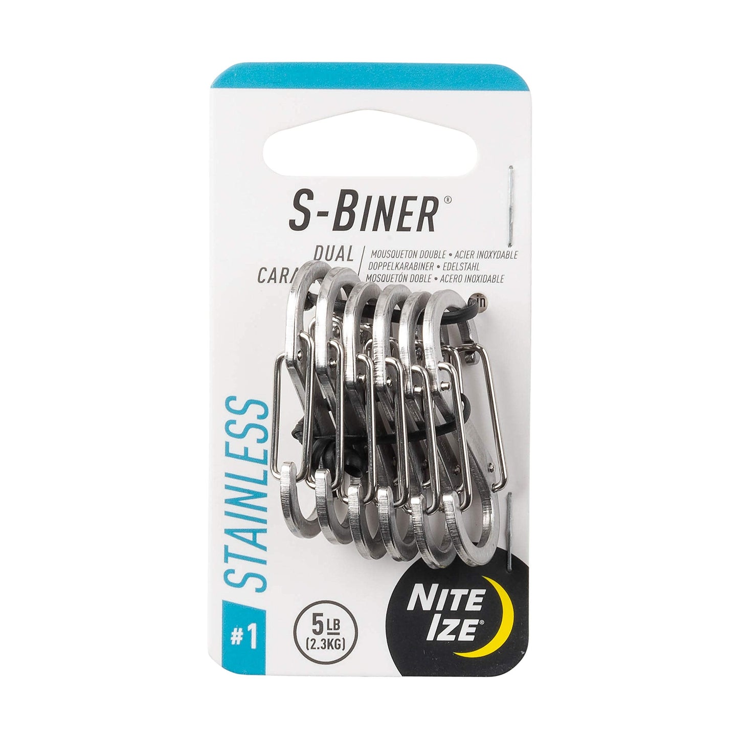 Nite Ize SB1-11-6R3 S-Biner Dual Carabiner, Size #1, Stainless Steel