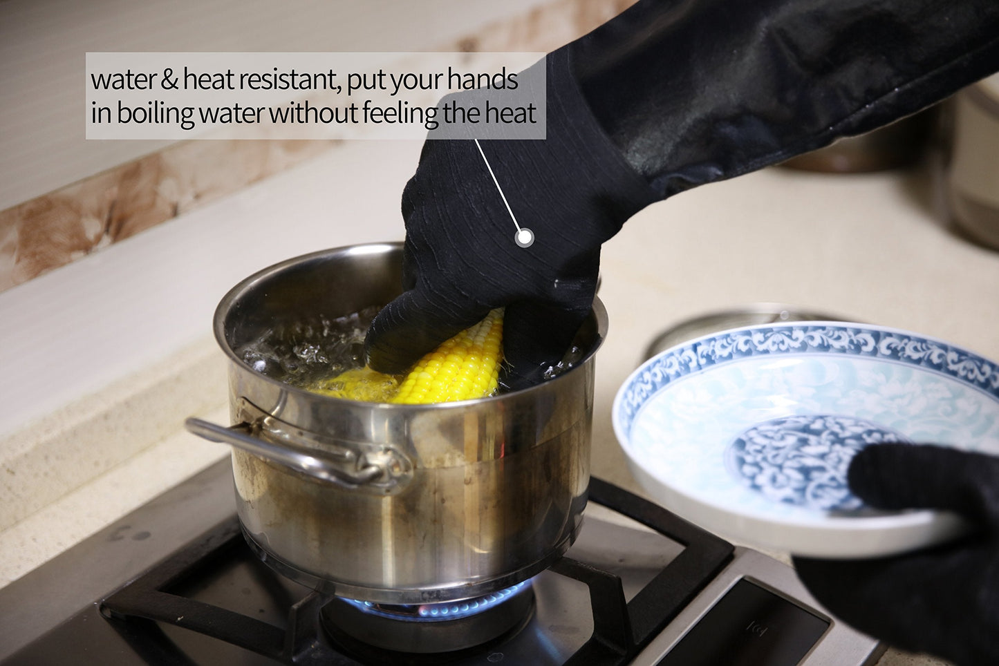 Heat Resistant BBQ Grill Gloves: Oil Resistant Waterproof 14" Lenght 932°F -XL