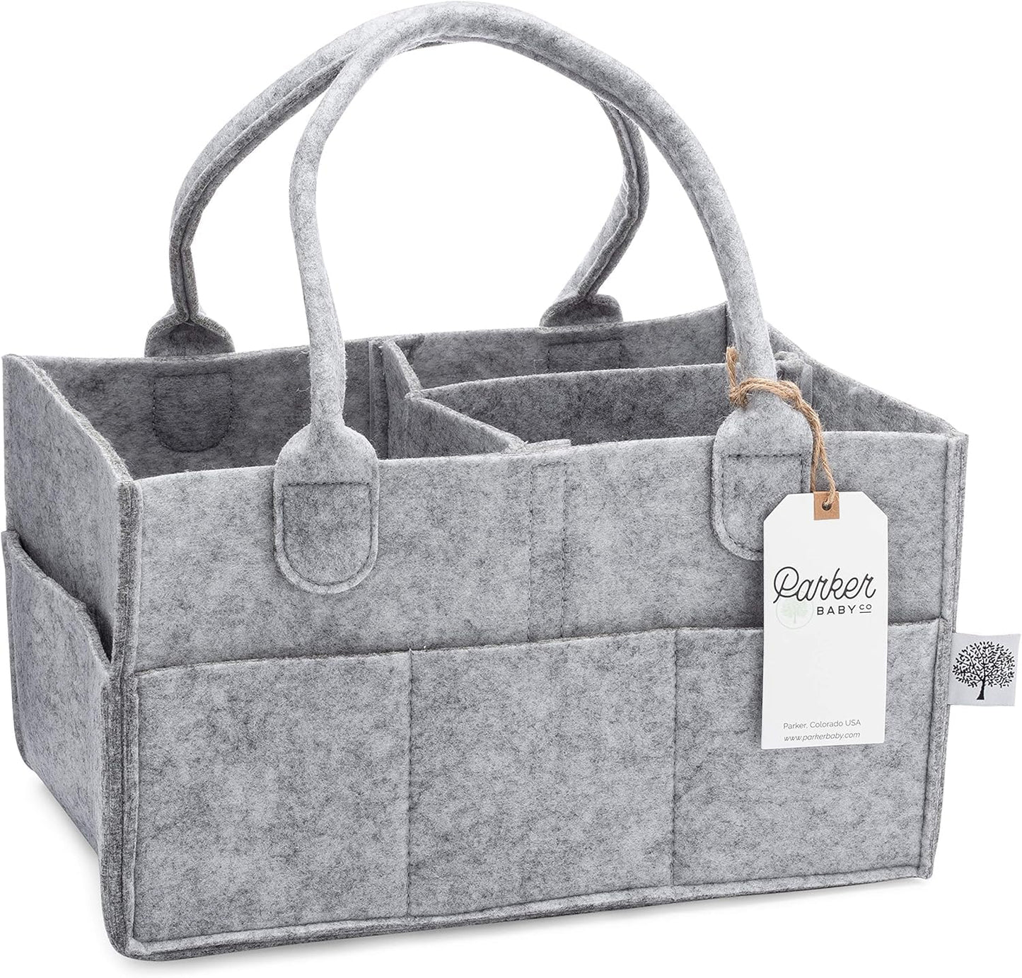 Parker Baby Diaper Caddy - Nursery Storage Bin and Car Organizer, Regular - Gray