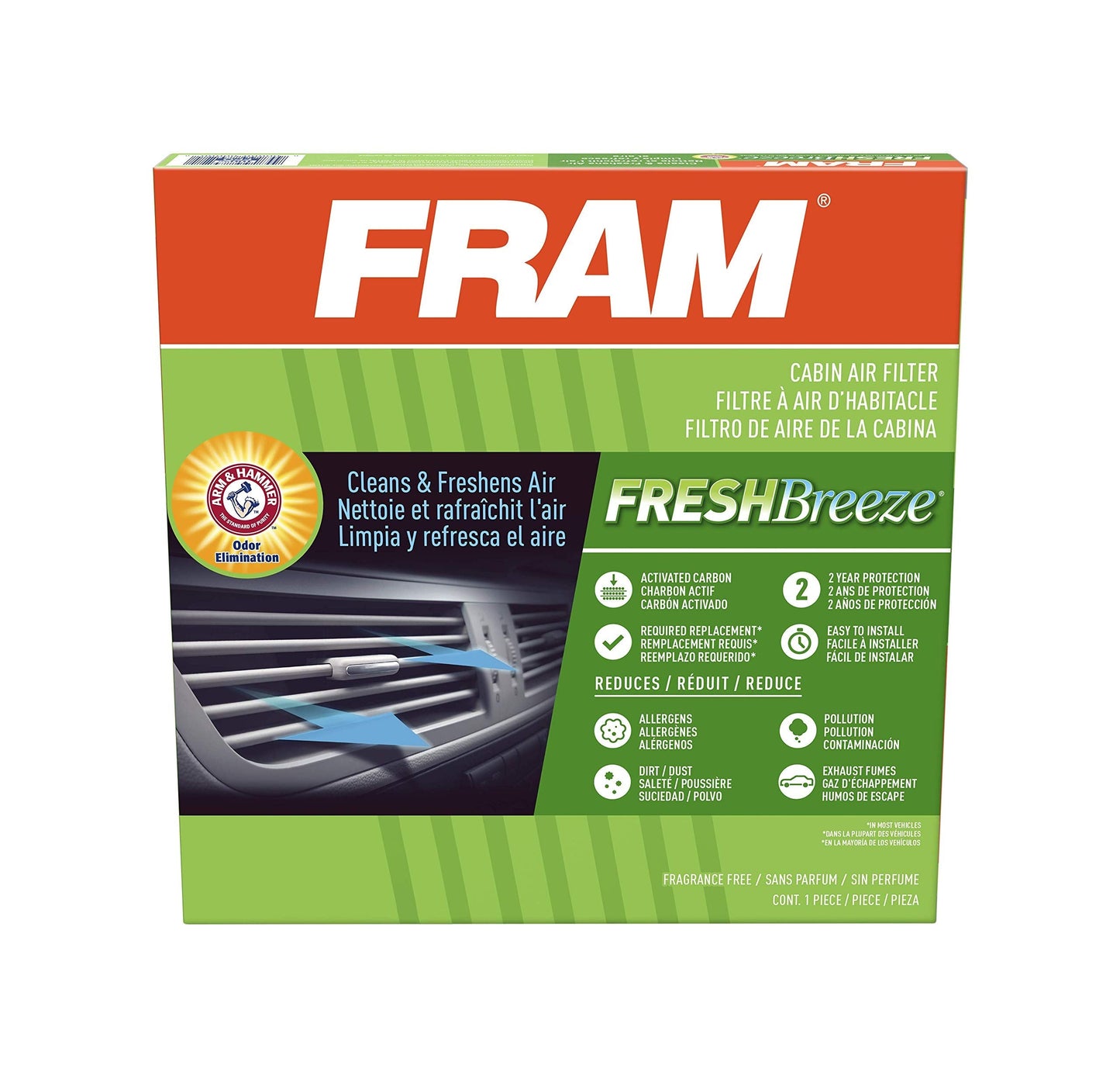 FRAM Fresh Breeze Cabin Air Filter with Arm & Hammer Baking Soda, CF10285
