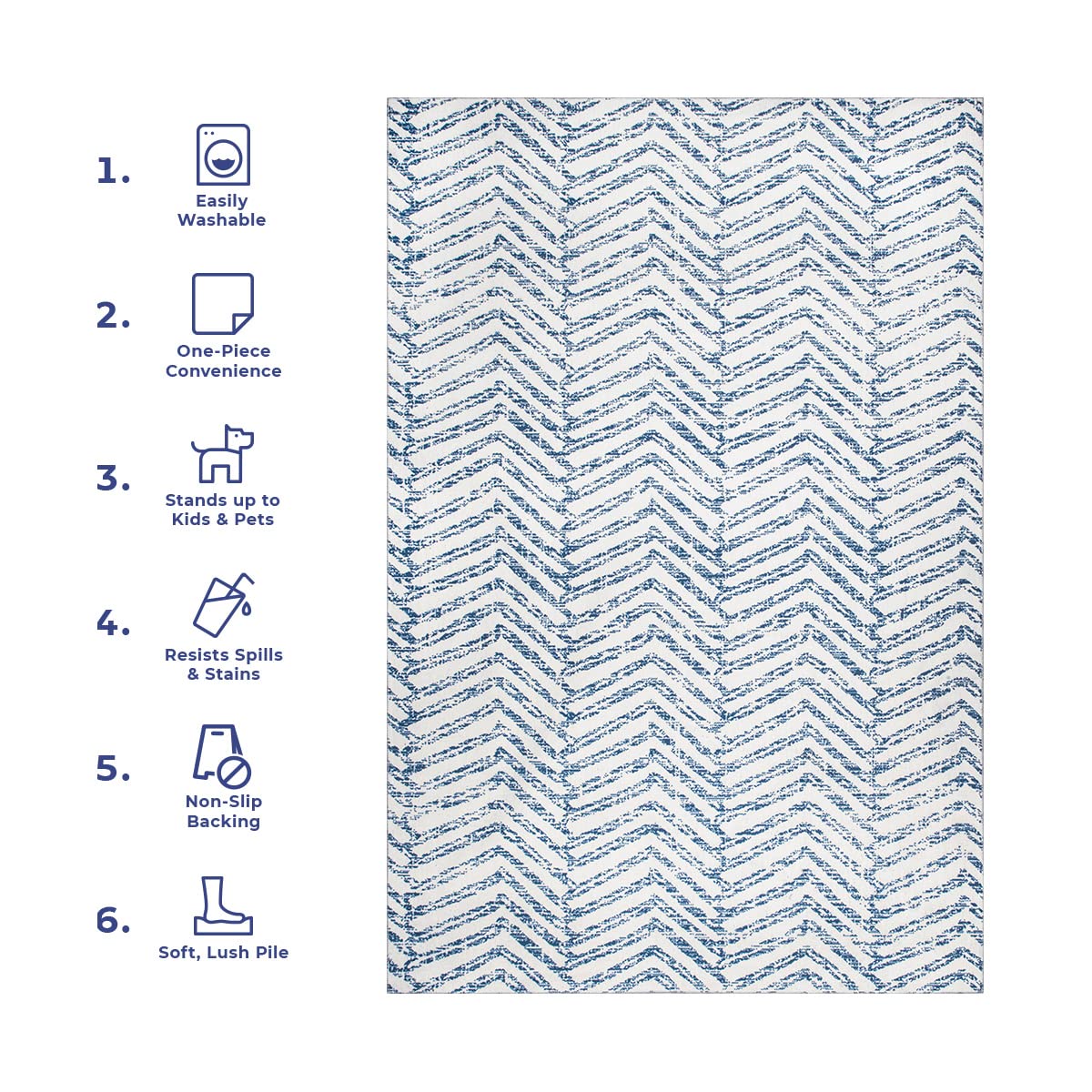 nuLOOM Rosanne Machine Washable Geometric Ultra Thin Runner Rug 2' 6" x 12' Blue