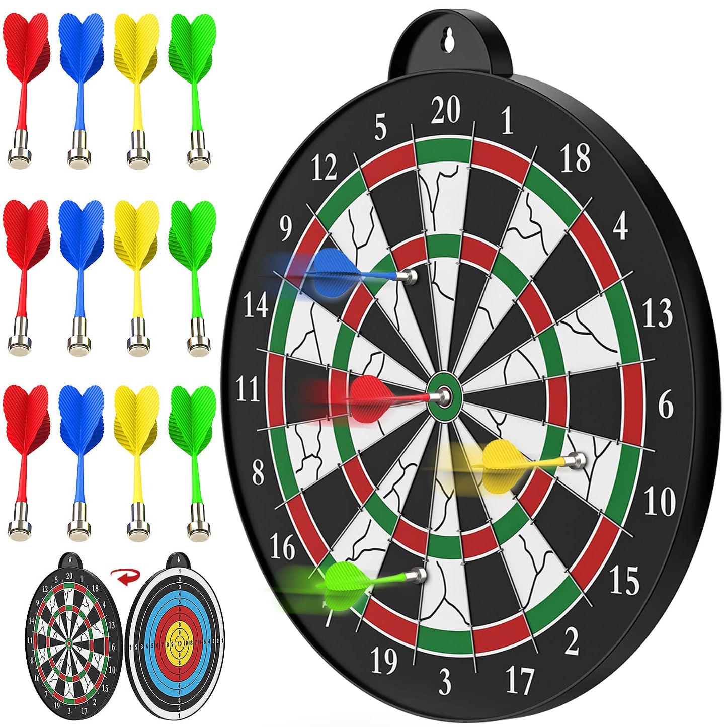 Magnetic Dart Board, 12pcs, Safe Indoor/Party Game for ages 5-12 and Adult