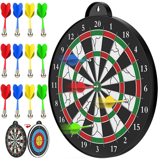 Magnetic Dart Board, 12pcs, Safe Indoor/Party Game for ages 5-12 and Adult