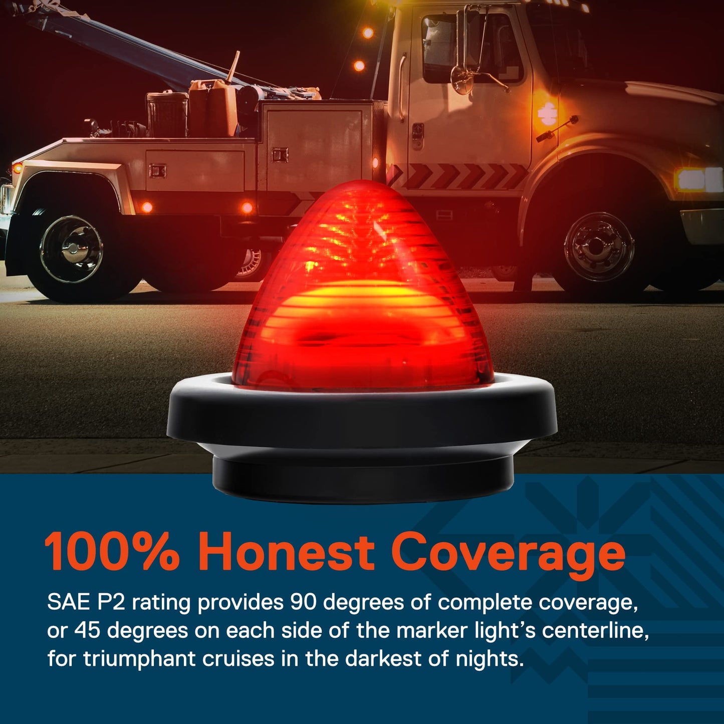 TRUE MODS 2pc, 2 Inch Round Red Beehive LED Boat Trailer Marker Light