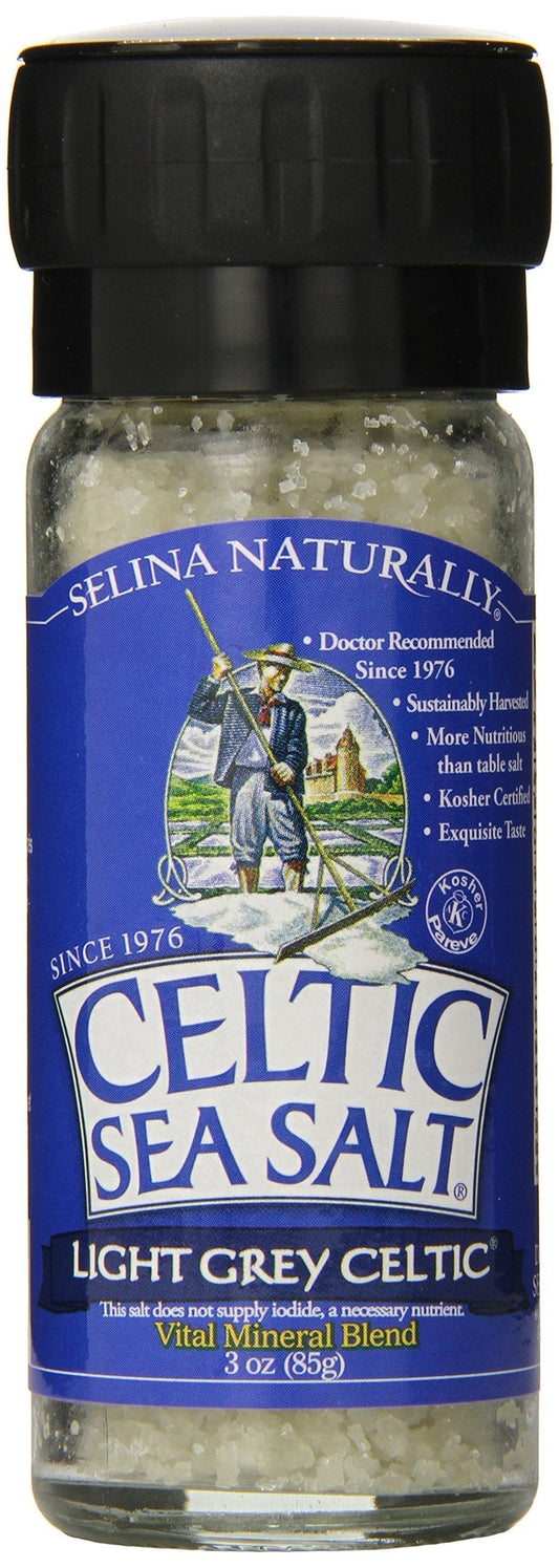 Celtic Sea Salt, Light Grey, with Grinder, 3 oz
