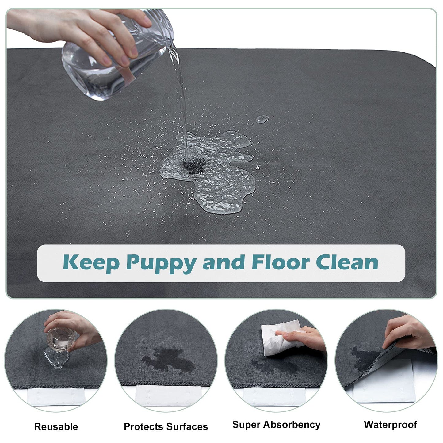 Washable Pee Pad for Dogs 72"x72" Reusable Dog Training Pad Non-Slip Extra Large