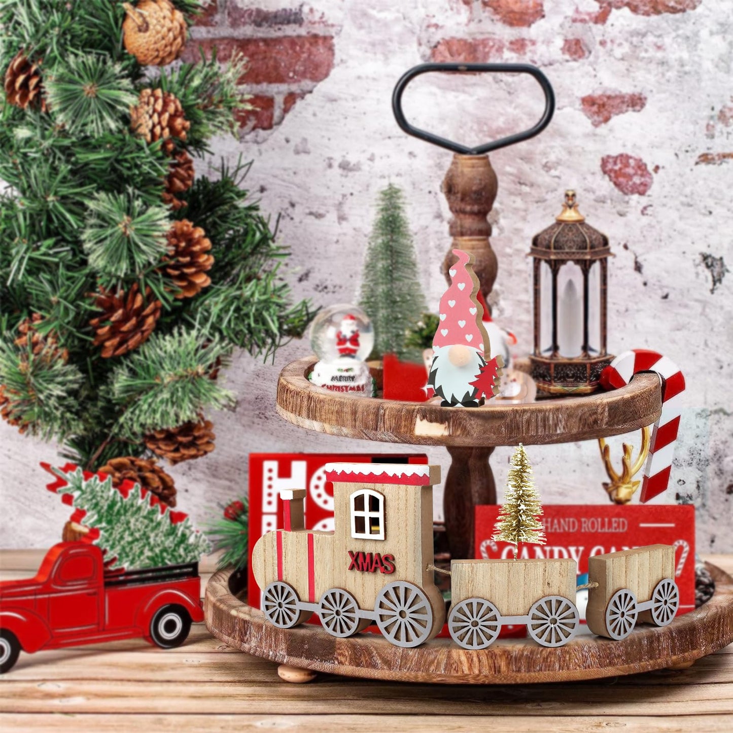Wooden Christmas Table Train for Coffee Table, Shelf, or Mantel - Indoor Decor