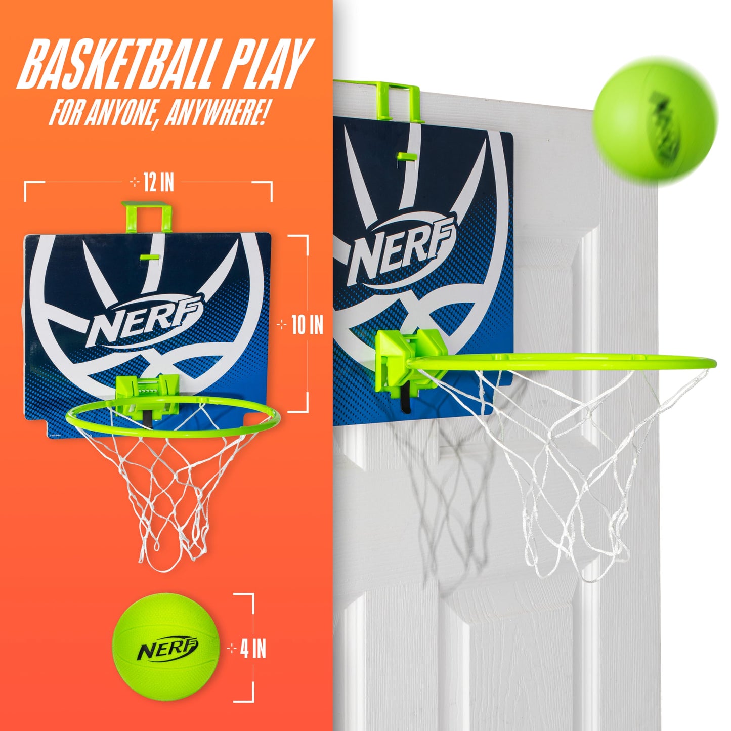 Nerf Mini Over The Door Basketball Hoop -Nerfoop Indoor Basketball Hoop for Kids