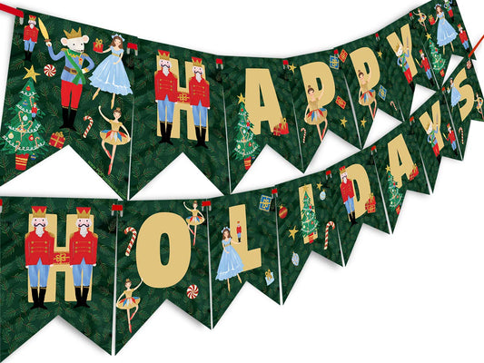 Nutcracker Happy Holidays Banner - Party Supplies - Christmas Party Decoration