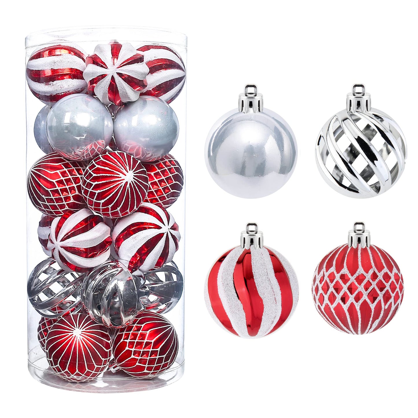24pcs 2.36'' Christmas Tree Balls Ornaments Shatterproof Colorful Glittering