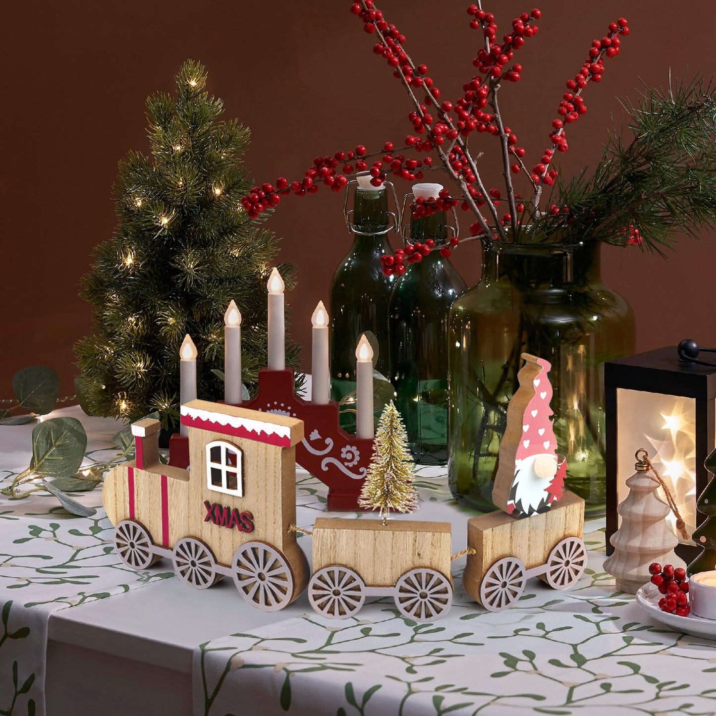 Wooden Christmas Table Train for Coffee Table, Shelf, or Mantel - Indoor Decor