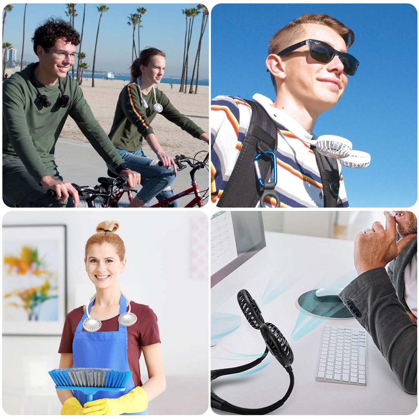 Neck Fan, USB Rechargeable Battery Personal Portable Fan Hands Free 10 Hours NEW