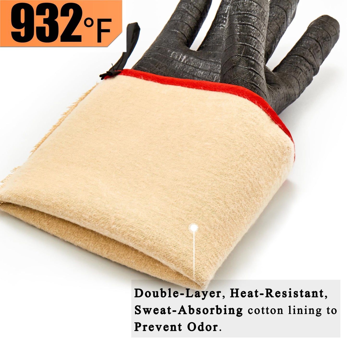 Heat Resistant BBQ Grill Gloves: Oil Resistant Waterproof 14" Lenght 932°F -XL