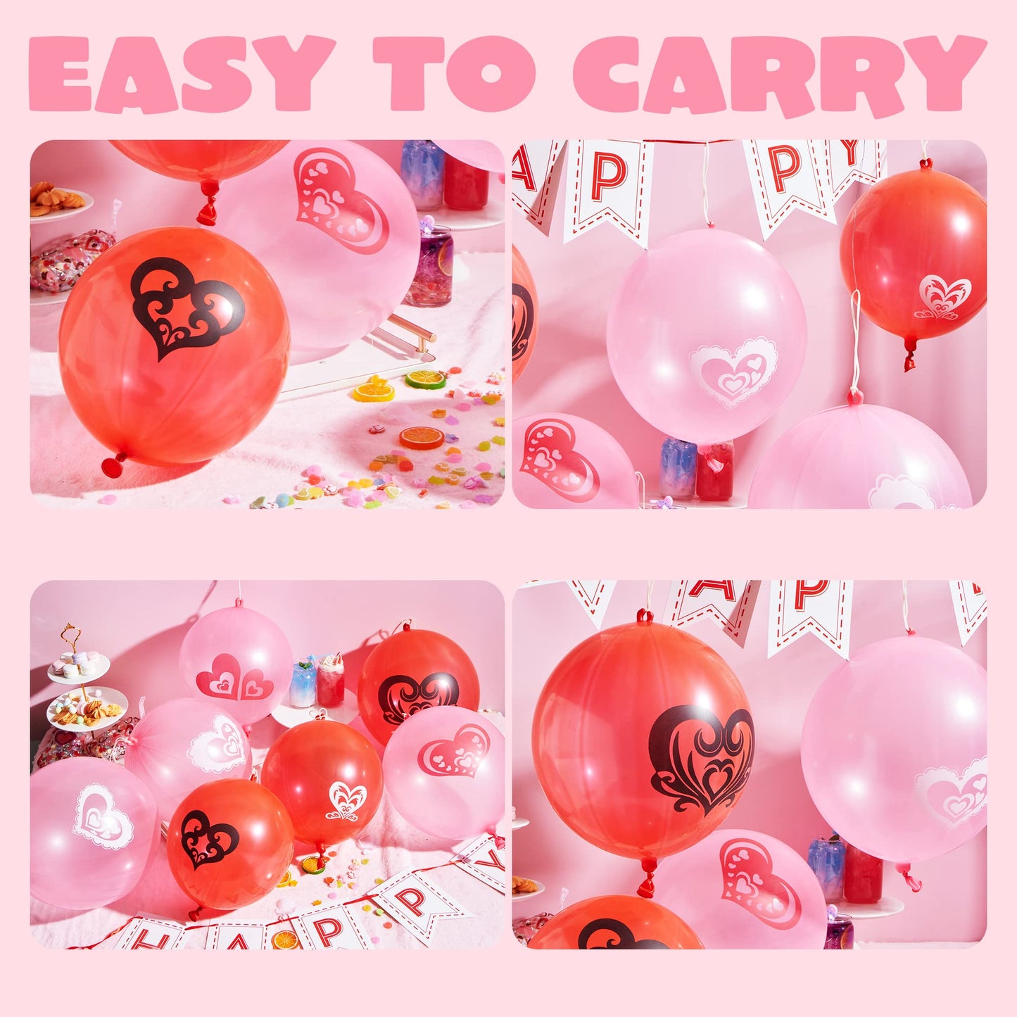 30 Valentines Day Cards w/ Punch Ball Balloon, Classroom Exchange Party Favors