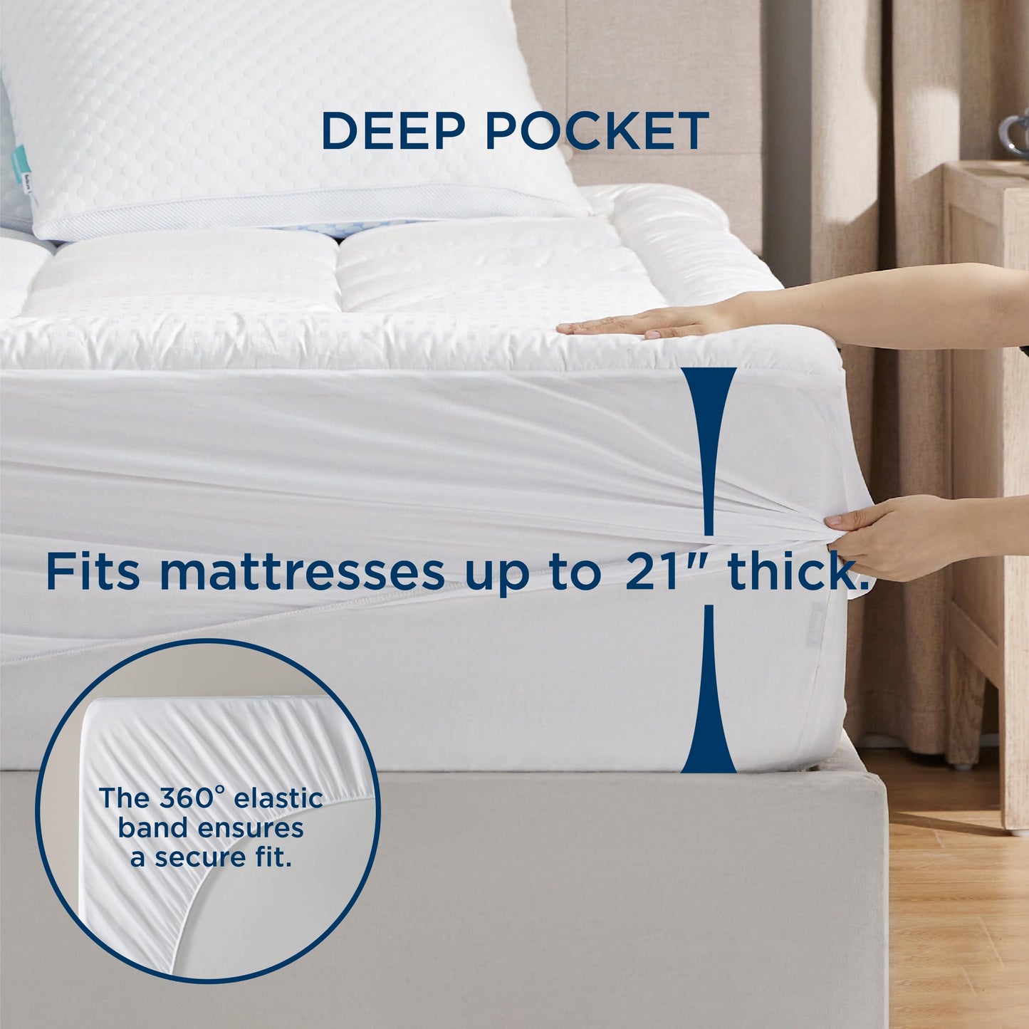 Bedsure Twin XL Mattress Pad /Topper Deep Pocket Fits 8"-21" Mattresses White