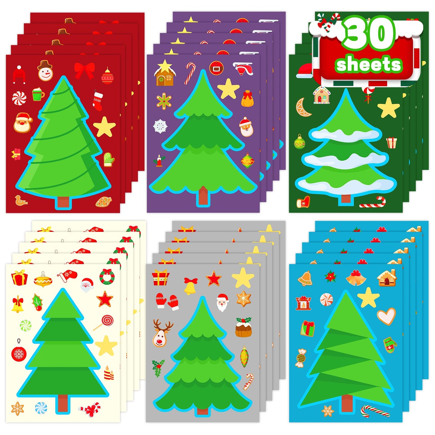Christmas Stickers for Kids, 30 Sheets Make a Tree Stickers