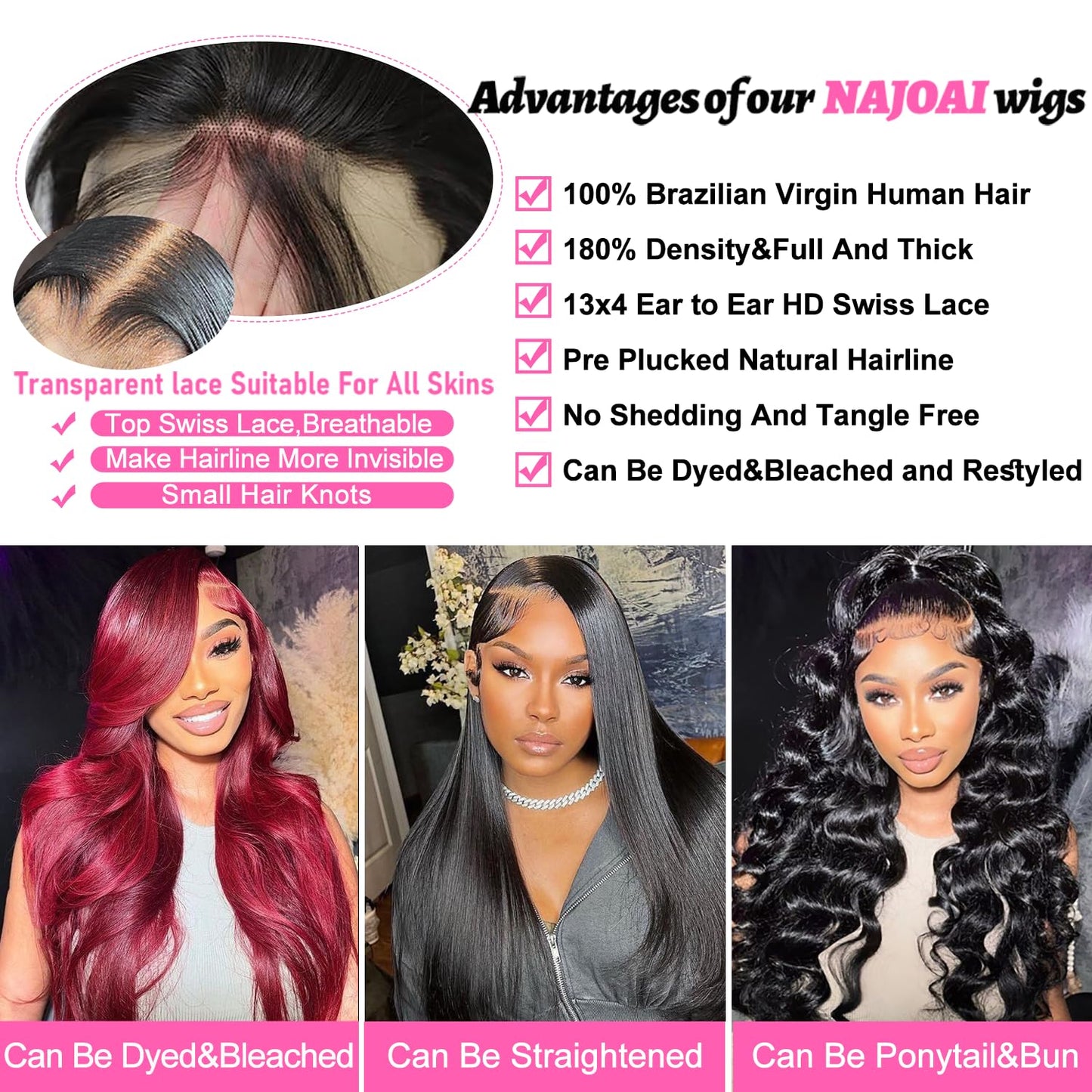 Body Wave Lace Front Wigs Human Hair Pre Plucked 180 Density 26 Inch 13x4 HD