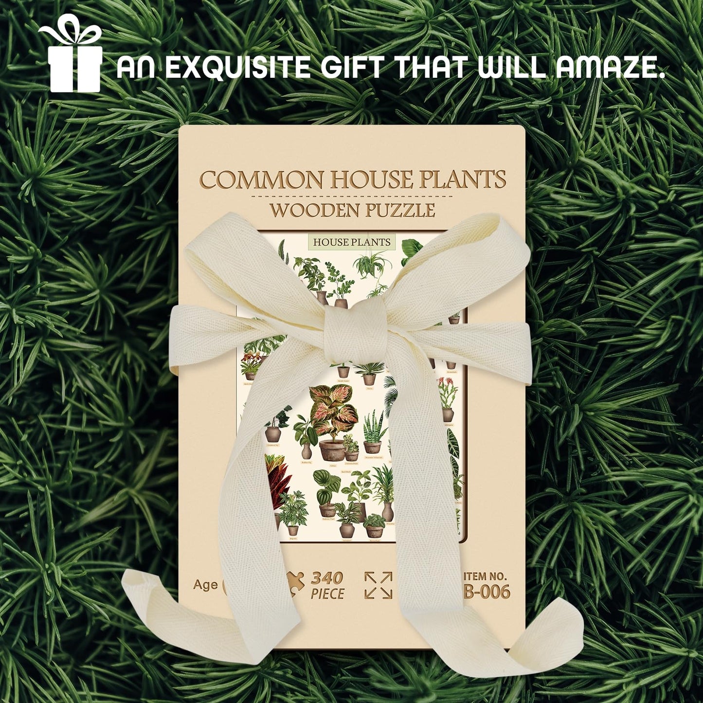 Vintage Houseplant Wooden Puzzle 340 Pieces for Adult, 15.7" x 11.2"