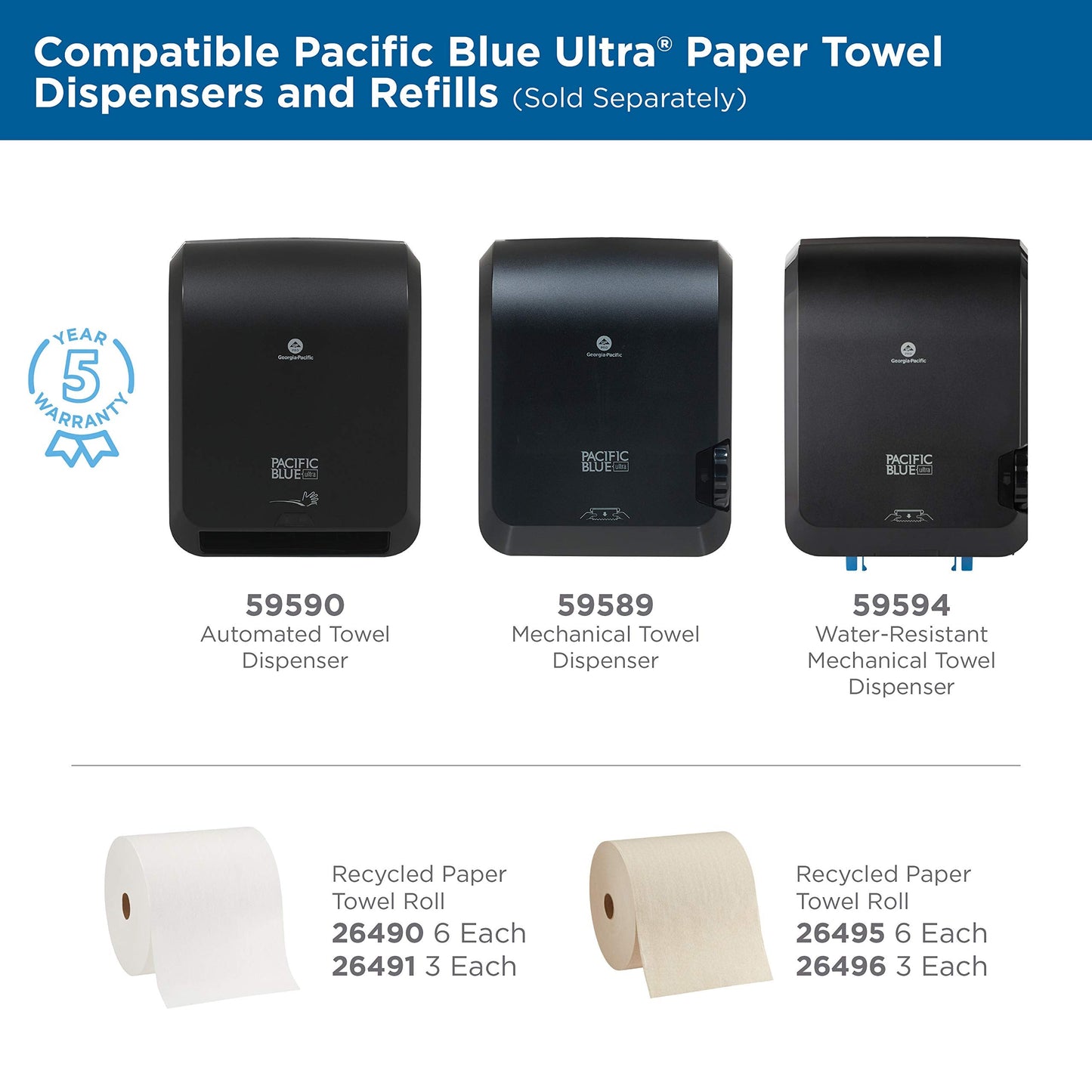 Pacific Blue Ultra 8" High-Capacity Automated Touchless Paper Towel Dispenser