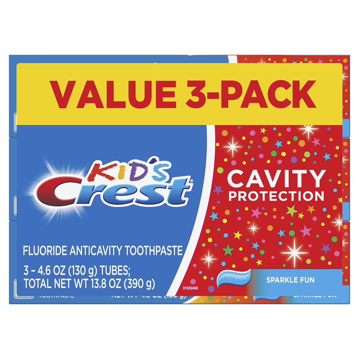 3-Pack of Crest Kids' Cavity Protection Toothpaste, Sparkle Fun, 4.6 Oz ea tube