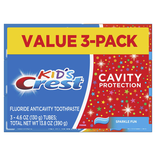 3-Pack of Crest Kids' Cavity Protection Toothpaste, Sparkle Fun, 4.6 Oz ea tube