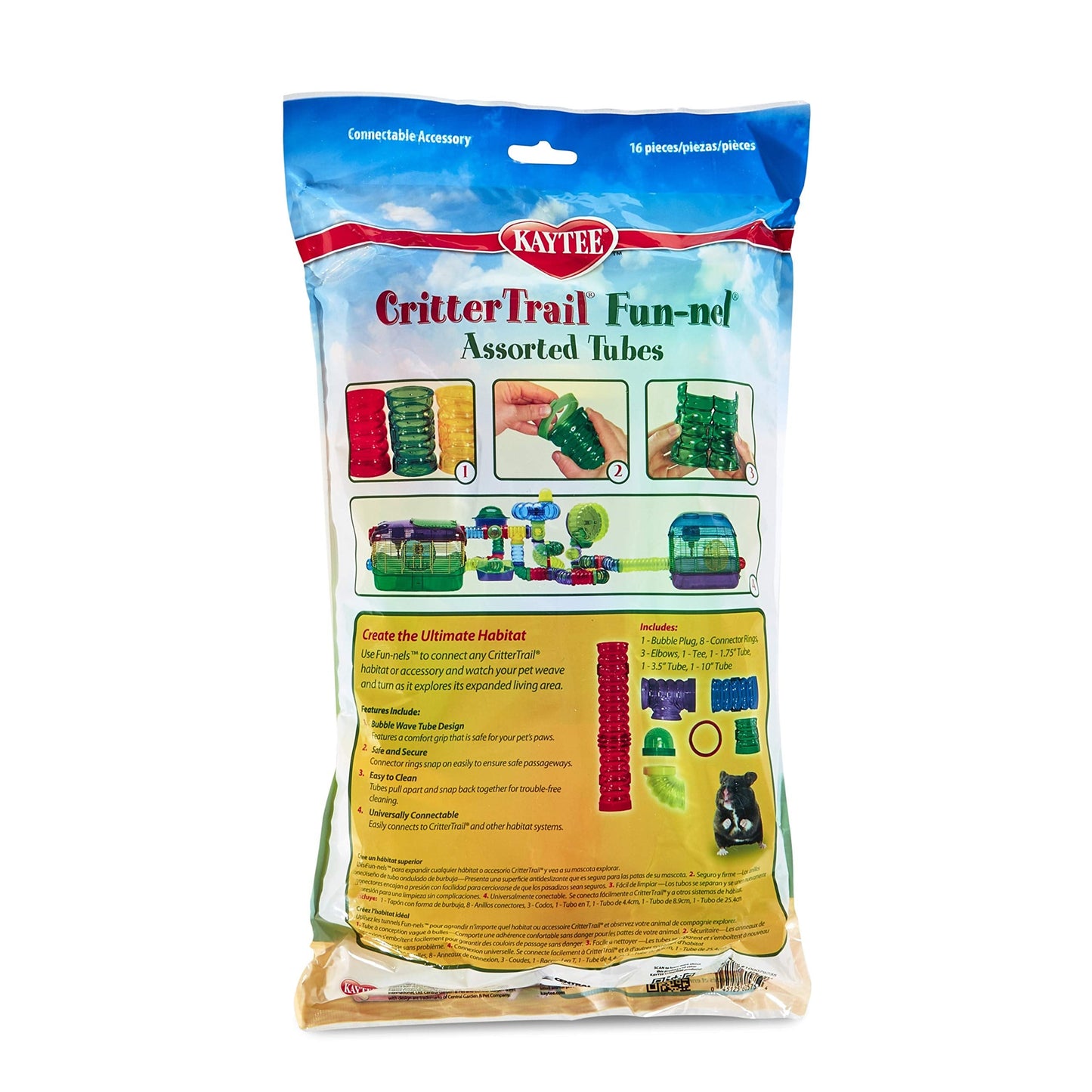 Kaytee Critter Trail Fun-nel 16-Piece Assorted Small Animal Habitat Tubes