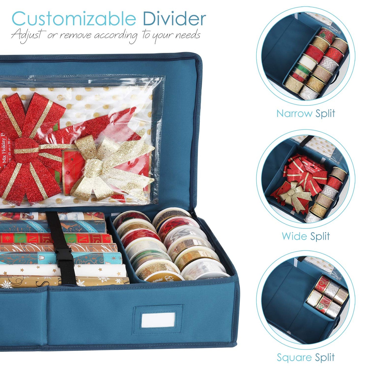 Wrapping Paper Organizer Storage Containers, w/ Pockets - Rolls, Ribbons, & Bows