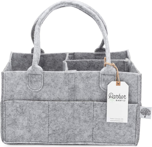 Parker Baby Diaper Caddy - Nursery Storage Bin and Car Organizer, Regular - Gray