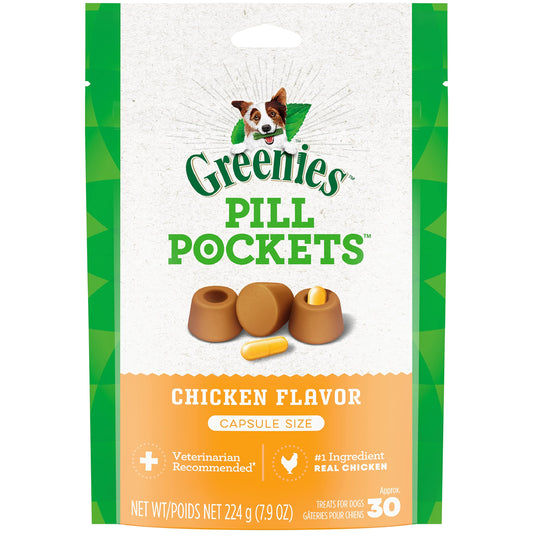 Greenies Pill Pockets Capsule Size Natural Soft Dog Treats, Chicken 7.9 oz. 30ct