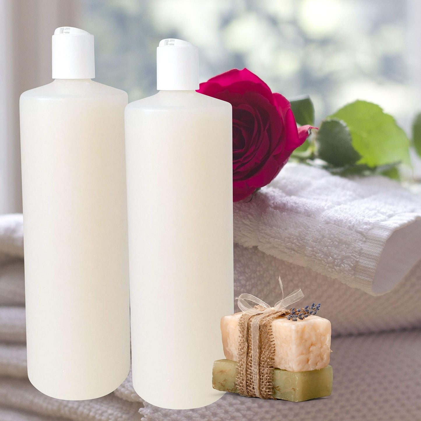 32oz  HDPE Plastic Cylinder Squeeze Bottles with Dispensing Press Disc Top Caps