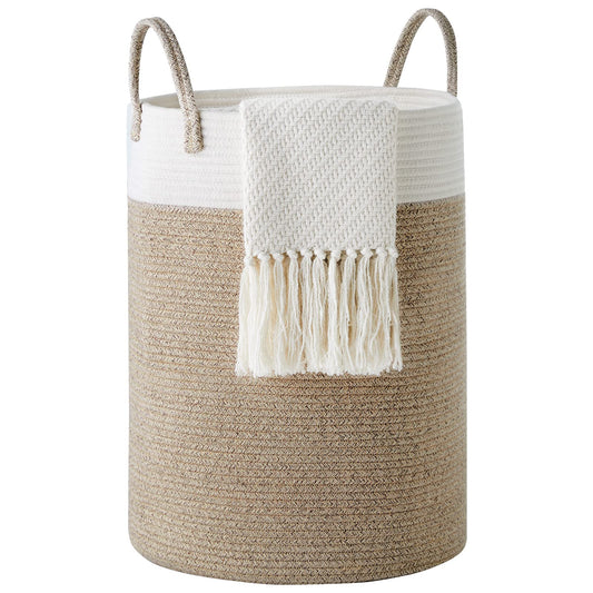 Cotton Rope Laundry Hamper by YOUDENOVA, 58L - Woven Collapsible Laundry Basket