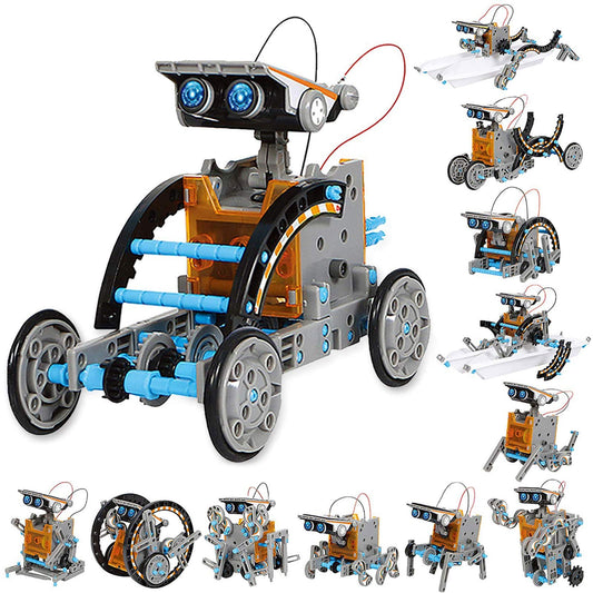 STEM Toy Build 12 Solar-Powered Robots Kit, Kids 8-13, Science Project or Gift