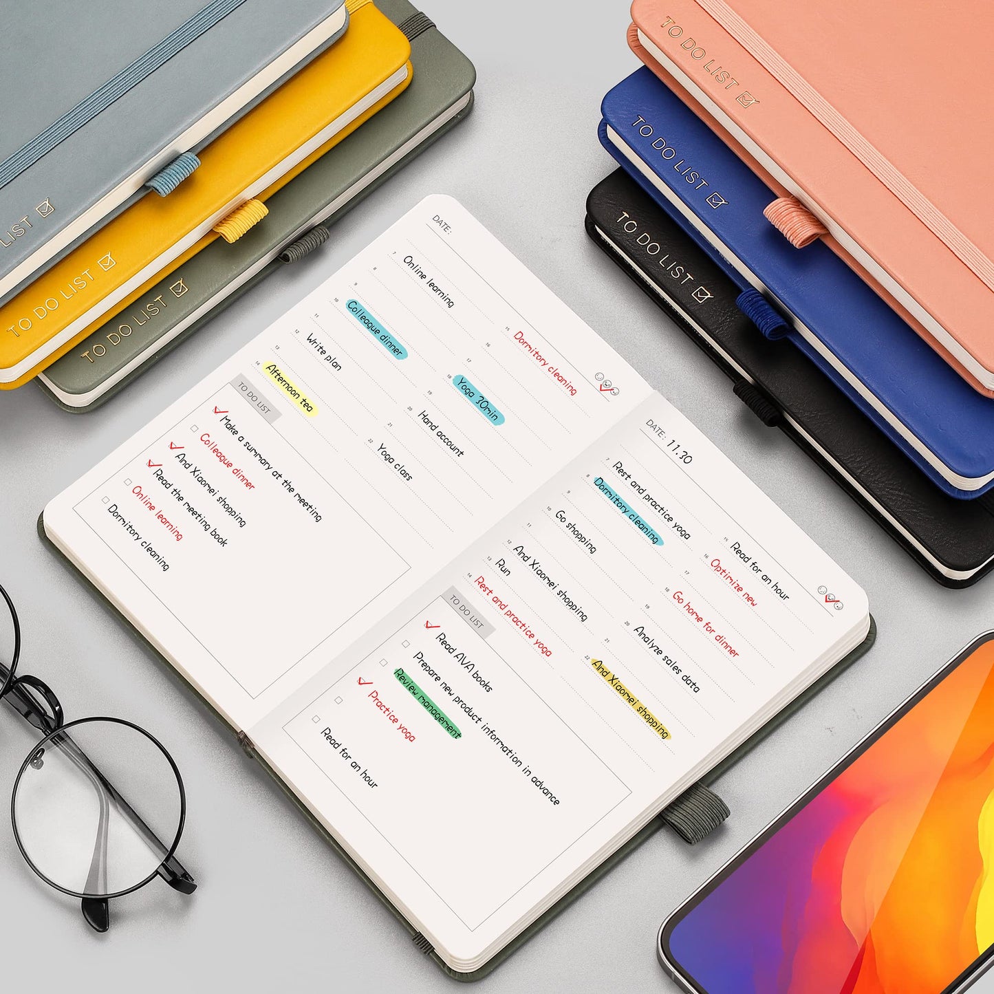 To Do List Notepad, 6.6x3.8" Daily Planner, Hourly Appointment Book, Yellow