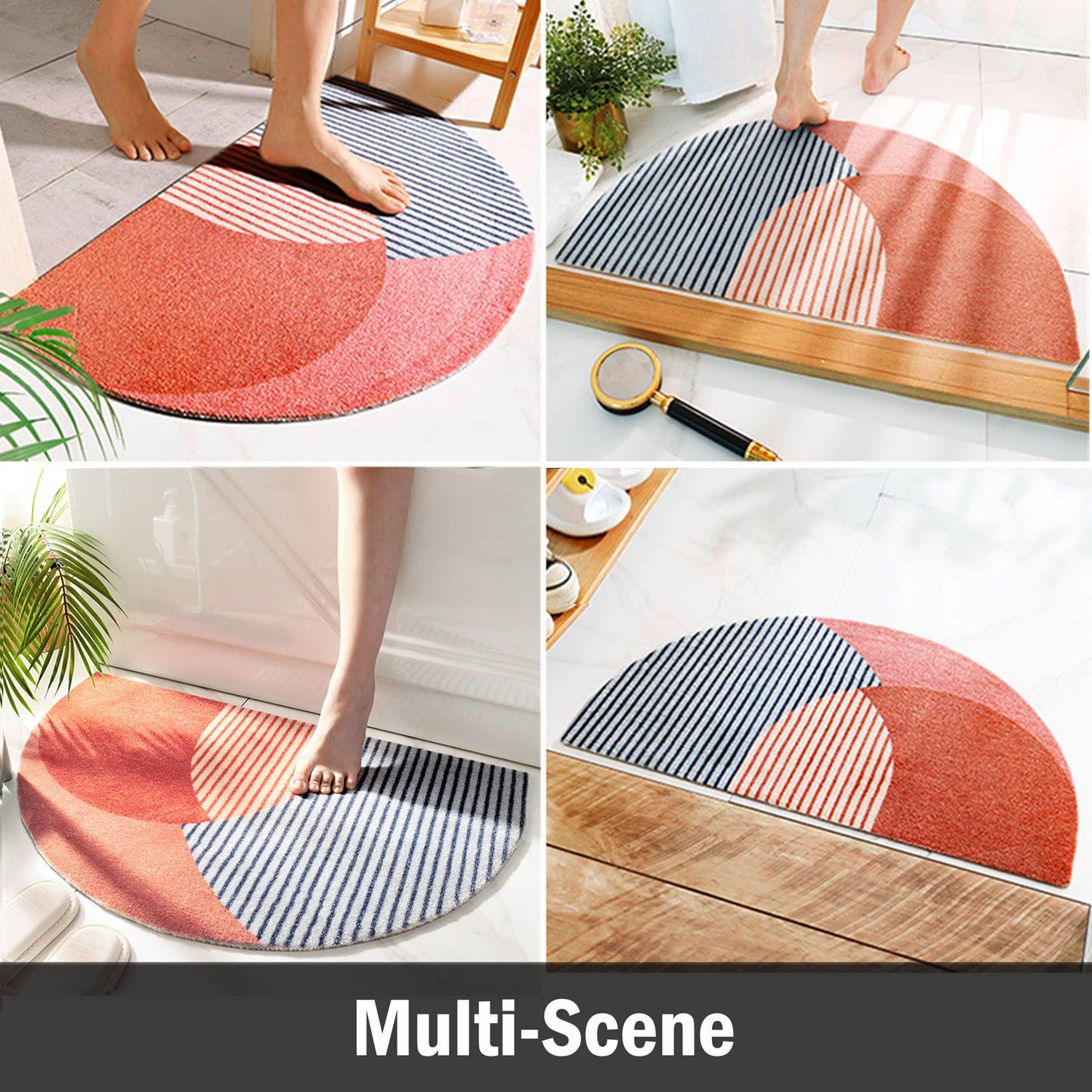 Half Round Inside Door Mats, 17"x28" Entryway Rug Boho Door Mat, Half Circle