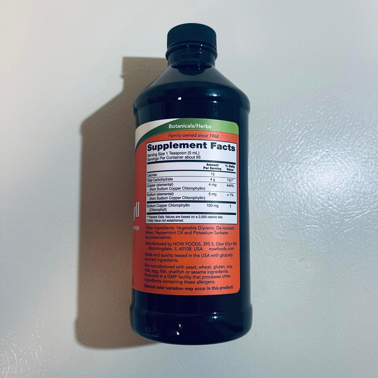 NOW Liquid Chlorophyll Dietary Supplement 16 FL. OZ. (473 mL) BEST 12/2028