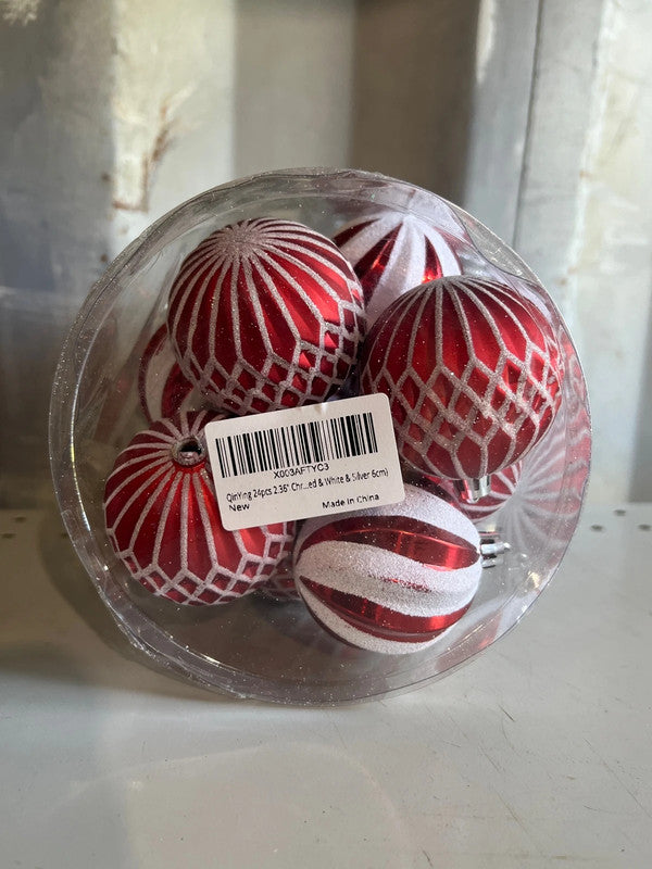 Used - 24 Pcs 2.36 in Shatterproof Christmas Ball Ornaments, Glitter