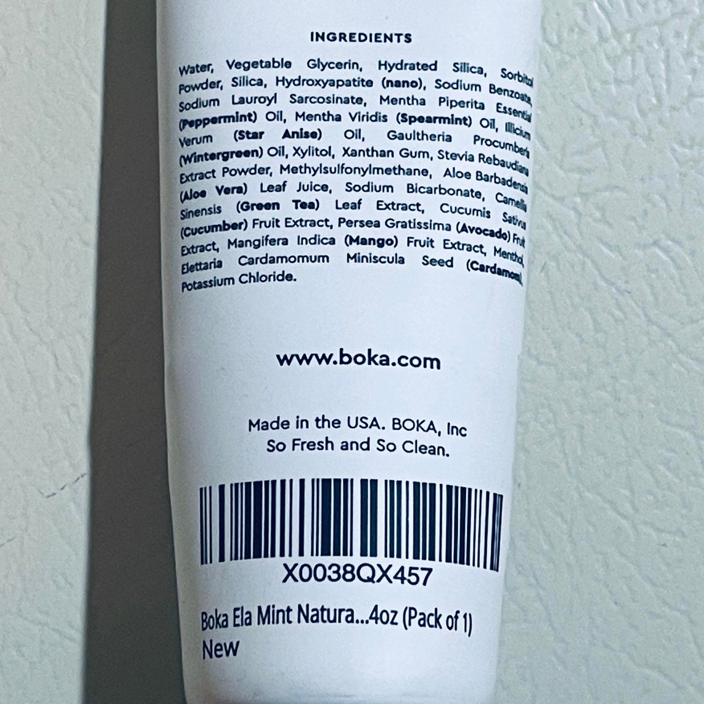 Boka Ela Mint Natural Toothpaste 4oz EXP 2/2026