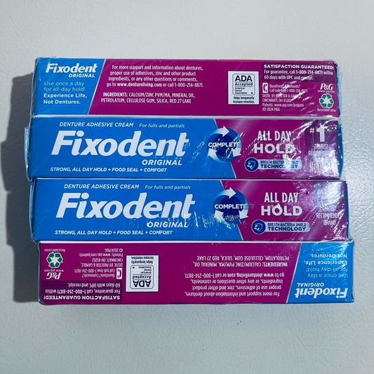 Fixodent Original Denture Adhesive Cream, All Day Hold, 2.4 oz, 4 Pack