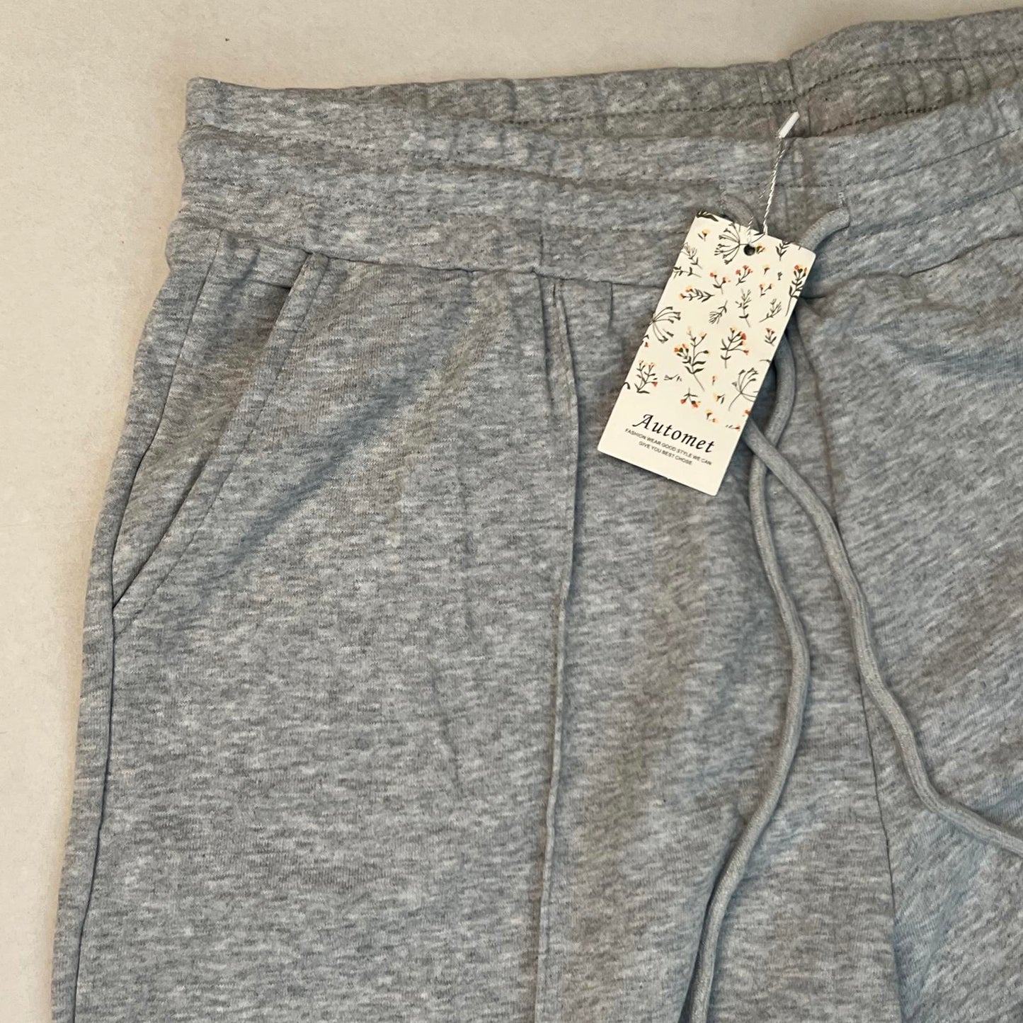 Women's Gray Wide-Leg Sweatpants with Drawstring Waist