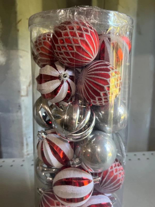 Used - 24 Pcs 2.36 in Shatterproof Christmas Ball Ornaments, Glitter