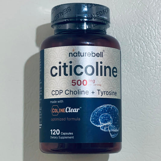 Naturebell Citicoline 500 mg Dietary Supplement Capsules, 120 Count EXP 11/2025