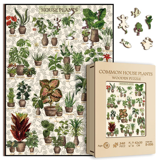 Vintage Houseplant Wooden Puzzle 340 Pieces for Adult, 15.7" x 11.2"