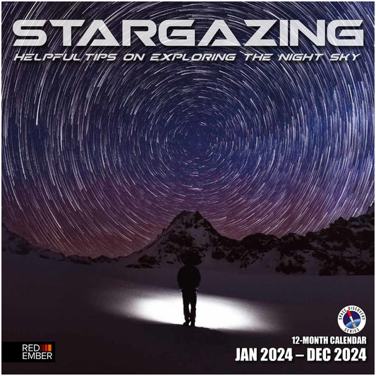 RED EMBER Stargazing Tips Night Sky 2024 Monthly Wall Calendar | 12" x 24"