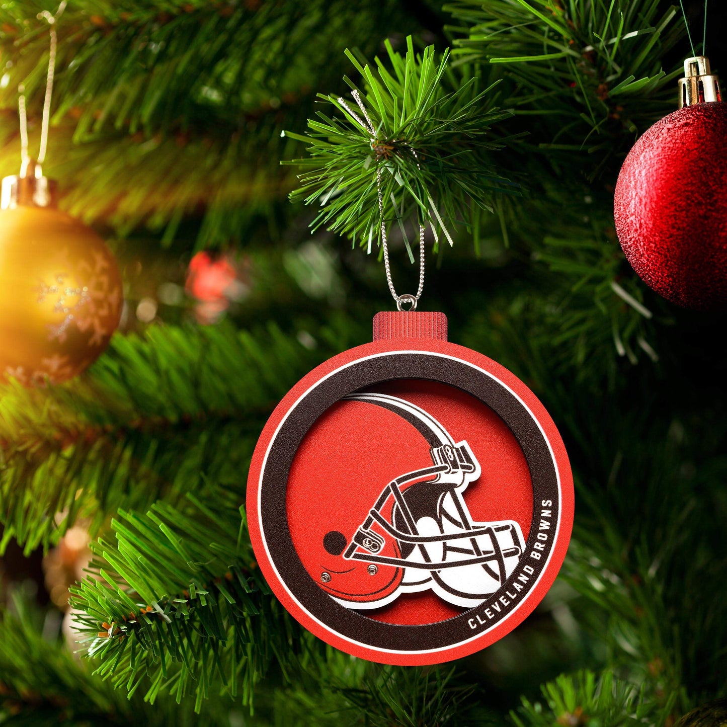 Cleveland Browns YouTheFan 3D Logo Series Ornament, Team Colors