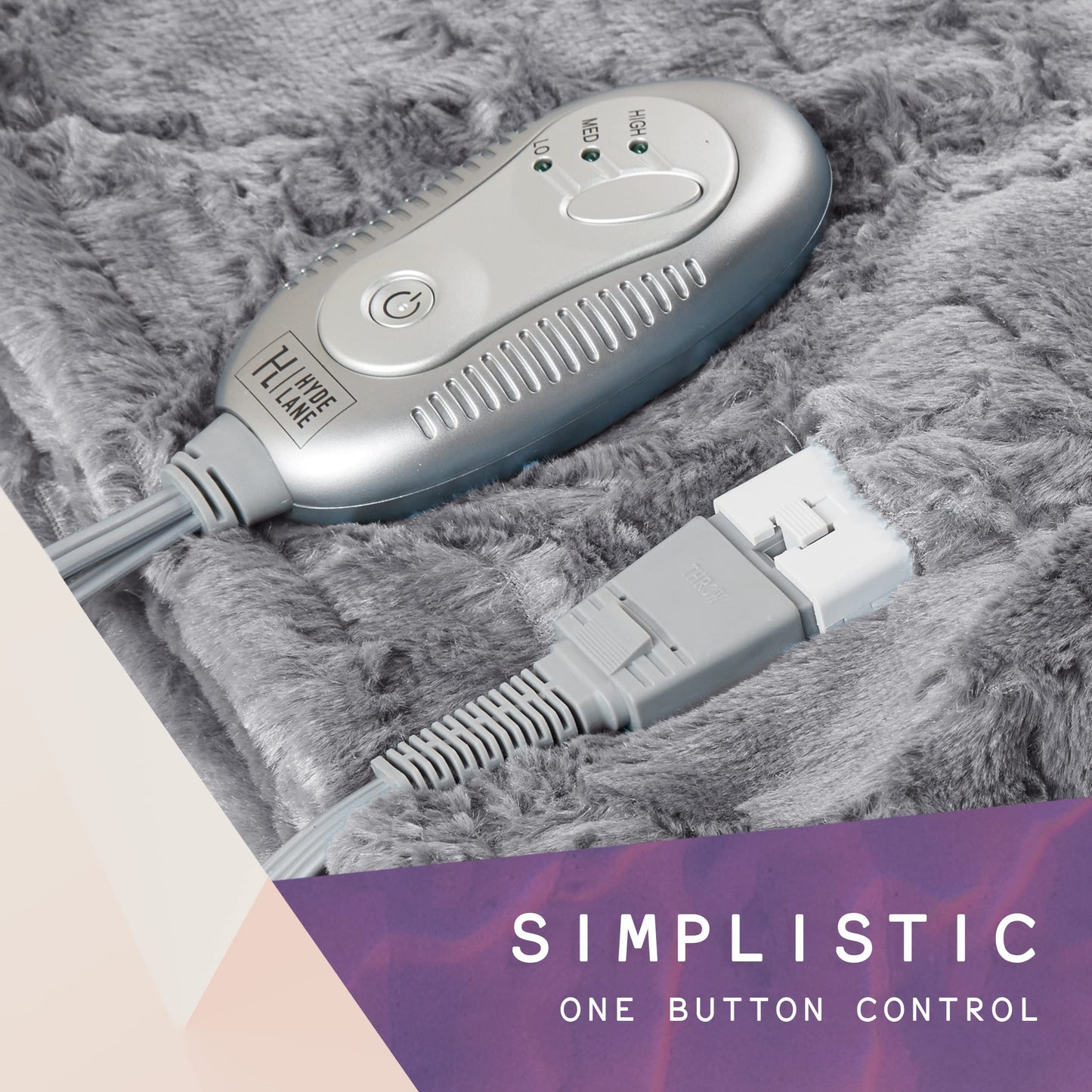 Hyde Lane Luxury Heated Electric Blanket Throw 60x70 Sherpa Reverse 3 Heat Setti