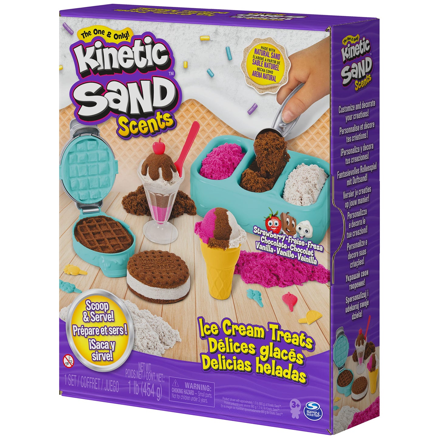 Kinetic Sand Scents Ice Cream Treats Playset 3 Colors 6 Serving Tools New