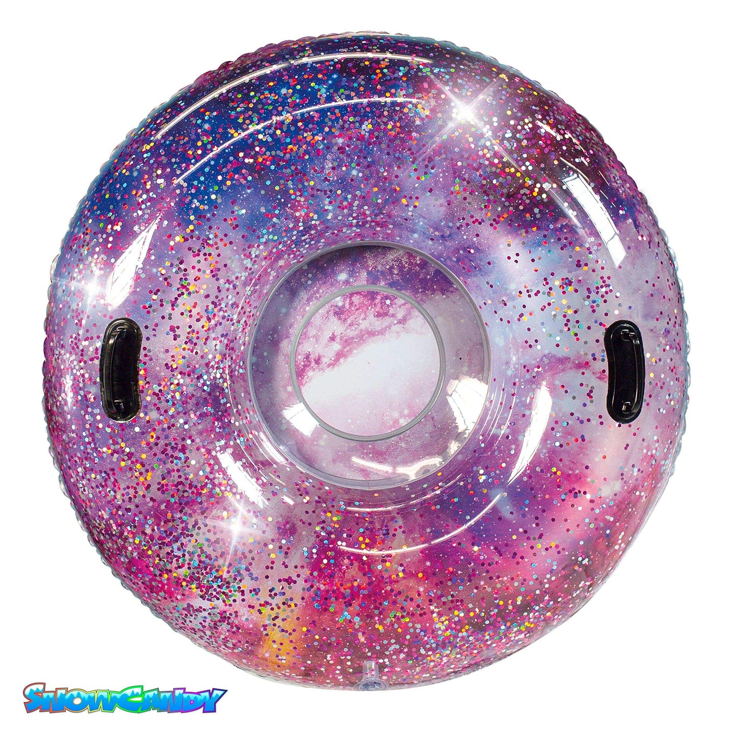 Winter fun Inflatable Glitter Filled Pink Galactic Snow Tube. Jumbo 48 inch